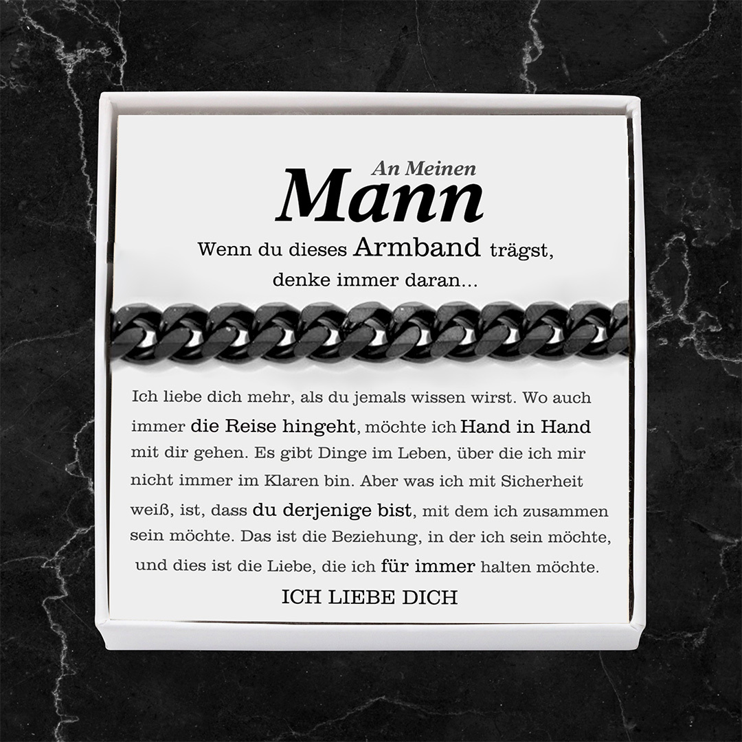 Herren Kubanisches Armband- An Meinen Mann"Das ist die Beziehung, in der ich sein möchte"-Geschenk mit Nachrichtenkarte