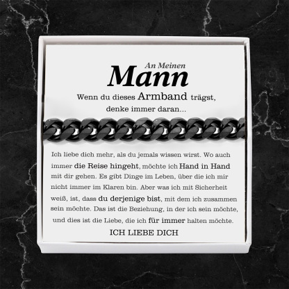 Kettenmachen Herren Kubanisches Armband- An Meinen Mann"Das ist die Beziehung, in der ich sein möchte"-Geschenk mit Nachrichtenkarte 21.99