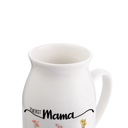 Personalisierte 1-8 Namen & Blumen Hand in Hand Familie Vase Geschenk für Mama Oma 