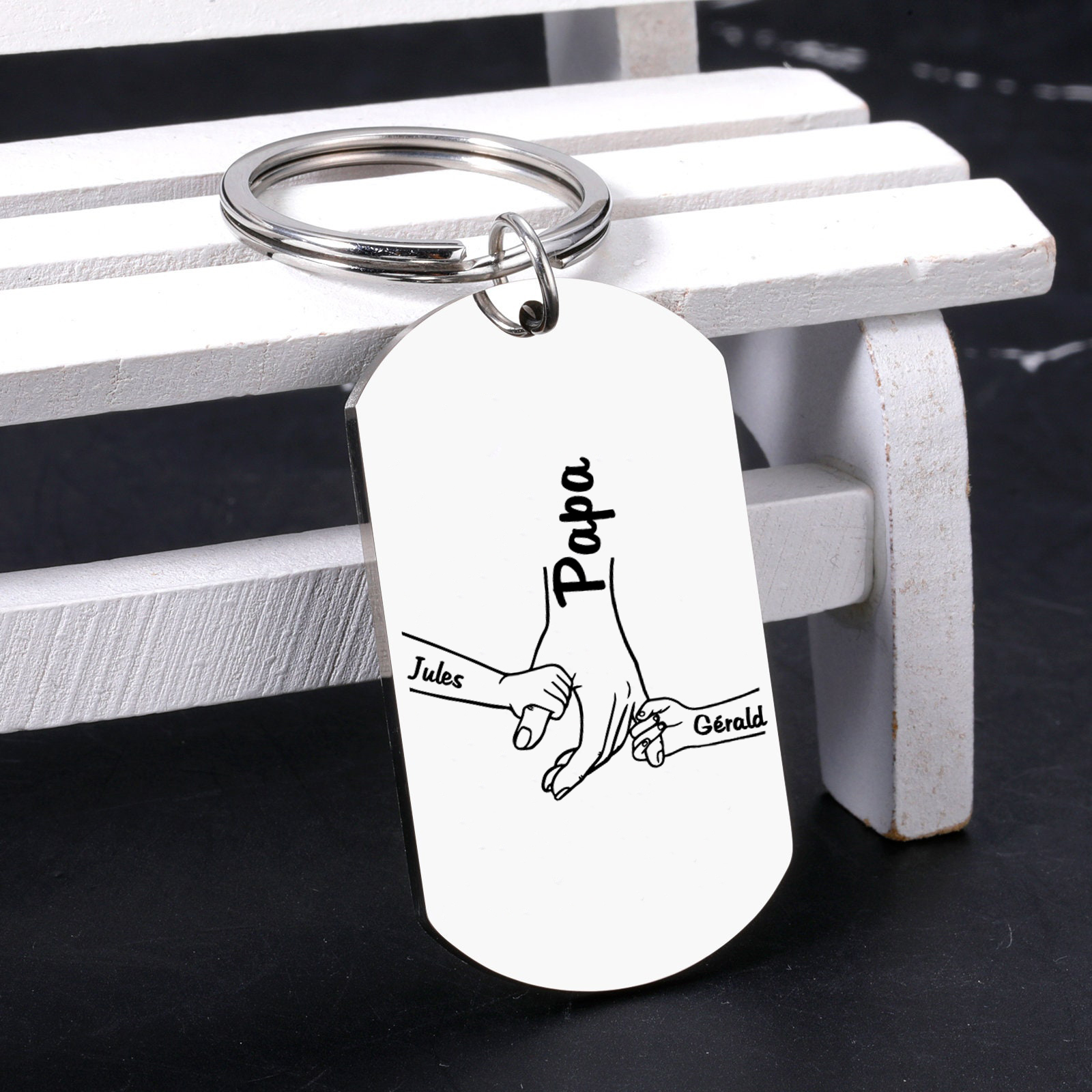 Personalisierbarer 2 Namen Papa Hand Schlüsselanhänger-Lieber Papa du hast ja bereits uns-Geschenk für Vater