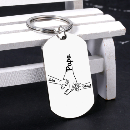 Personalisierbarer 2 Namen Papa Hand Schlüsselanhänger-Lieber Papa du hast ja bereits uns-Geschenk für Vater