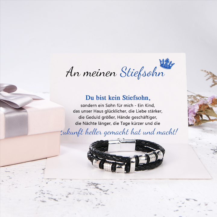 Leder Armband-An meinen Stiefsohn-Geschenk mit Nachrichtenkarte