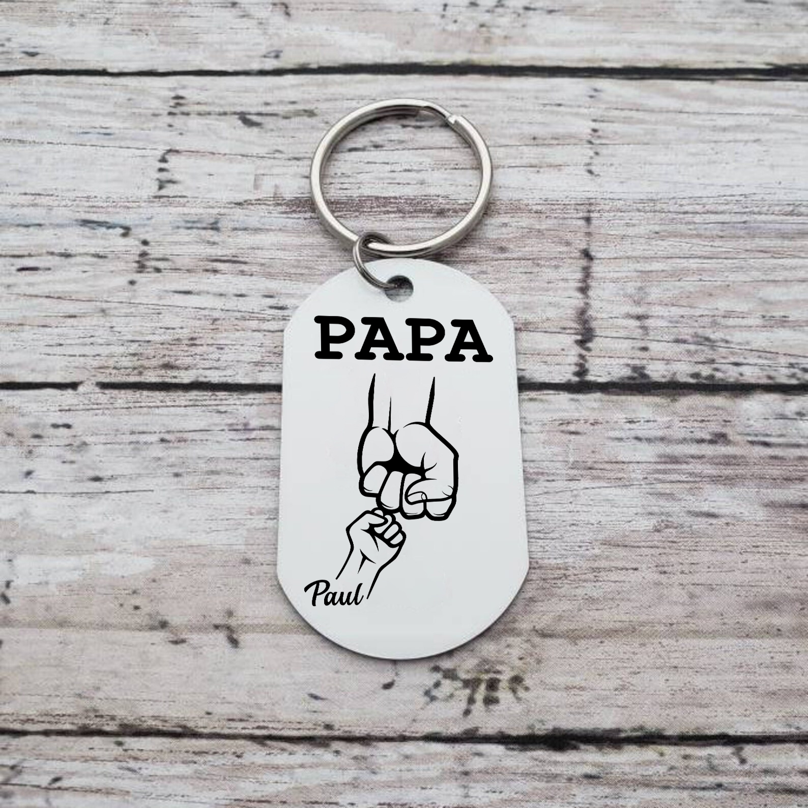Personalisierbares Foto & Name Papa Faust Schlüsselanhänger-Geschenk für Vater