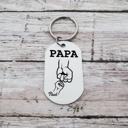 Personalisierbares Foto & Name Papa Faust Schlüsselanhänger-Geschenk für Vater