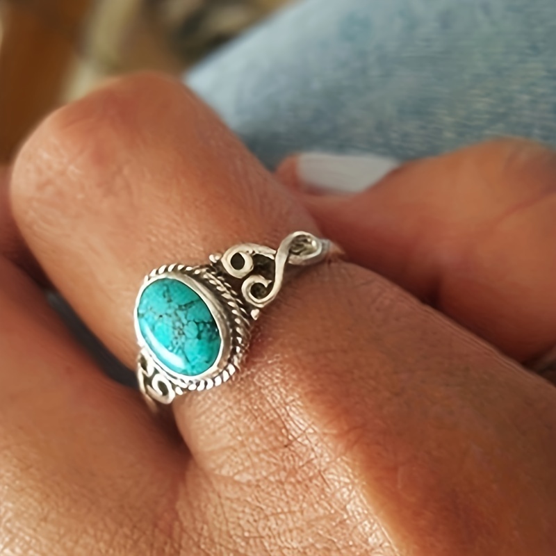 Retro Oval Türkis Ring