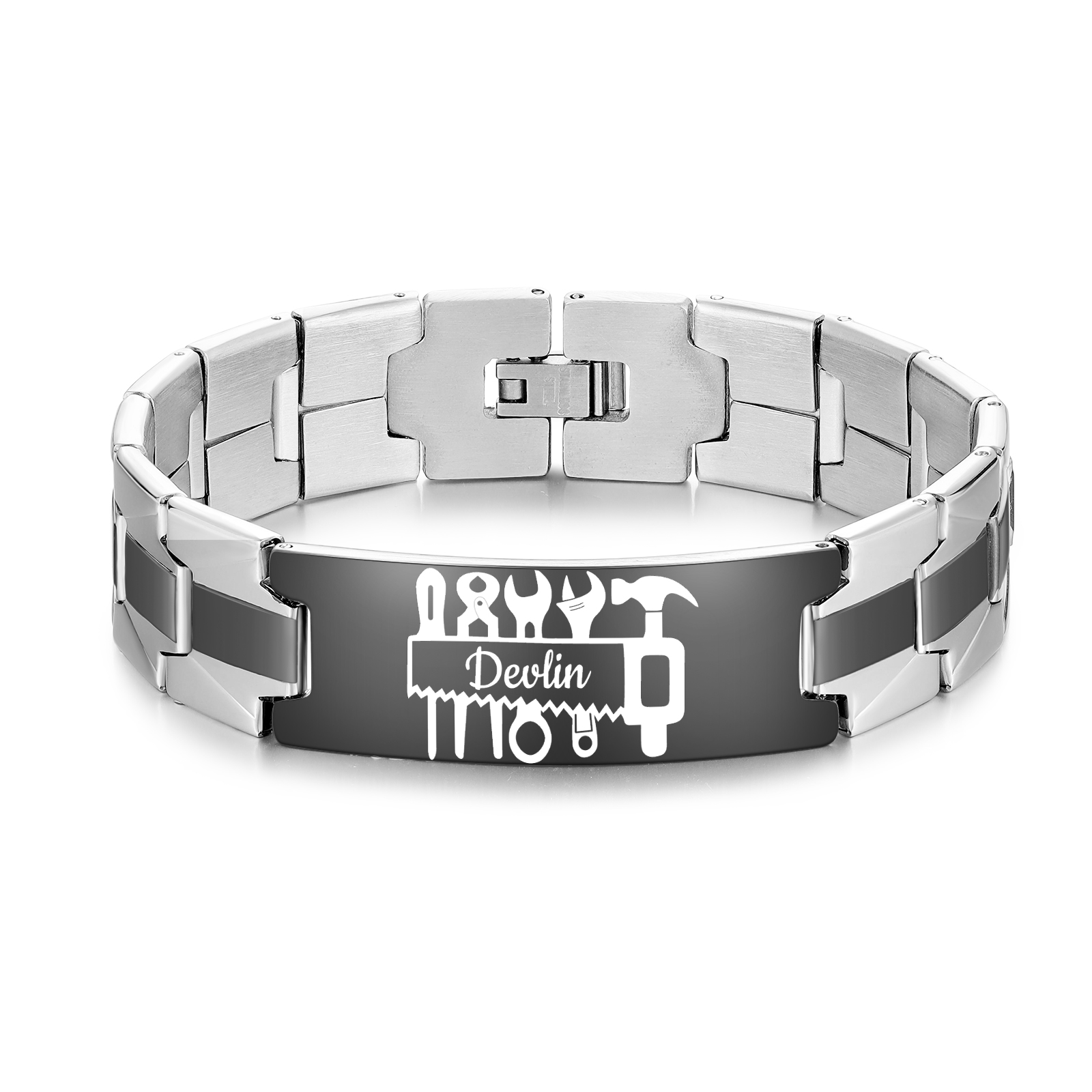 Herren Armband-Personalisierter 1 Name Edelstahl Reparaturwerkzeuge Armband-Geschenk für Vater