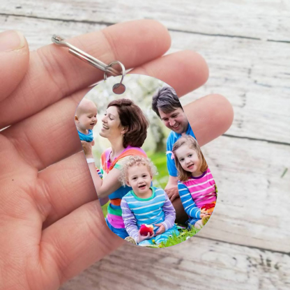 Personalisierbares Foto & 4 Namen Papa Faust Schlüsselanhänger-Geschenk für Vater