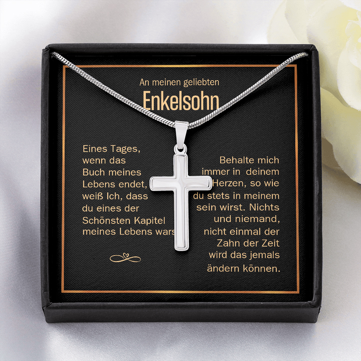 925 Sterling Silber An Meinen Geliebten Enkelsohn Kommunion Kreuz Halskette - Geschenk mit Nachrichtenkarte