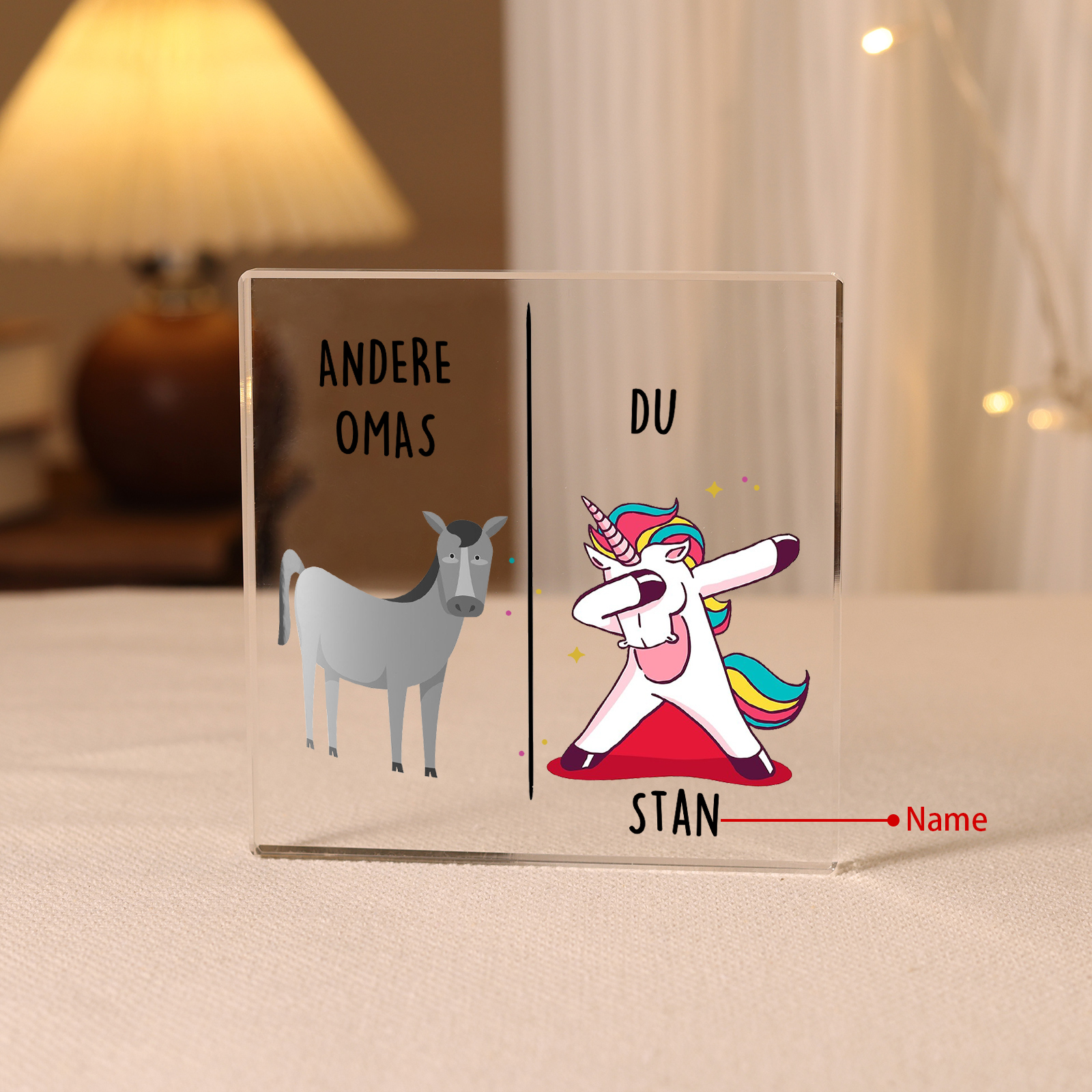 Quadrat Acryl-Deko Personalisierter 1 Name Schreibtischdekoration Geschenk für Großmutter