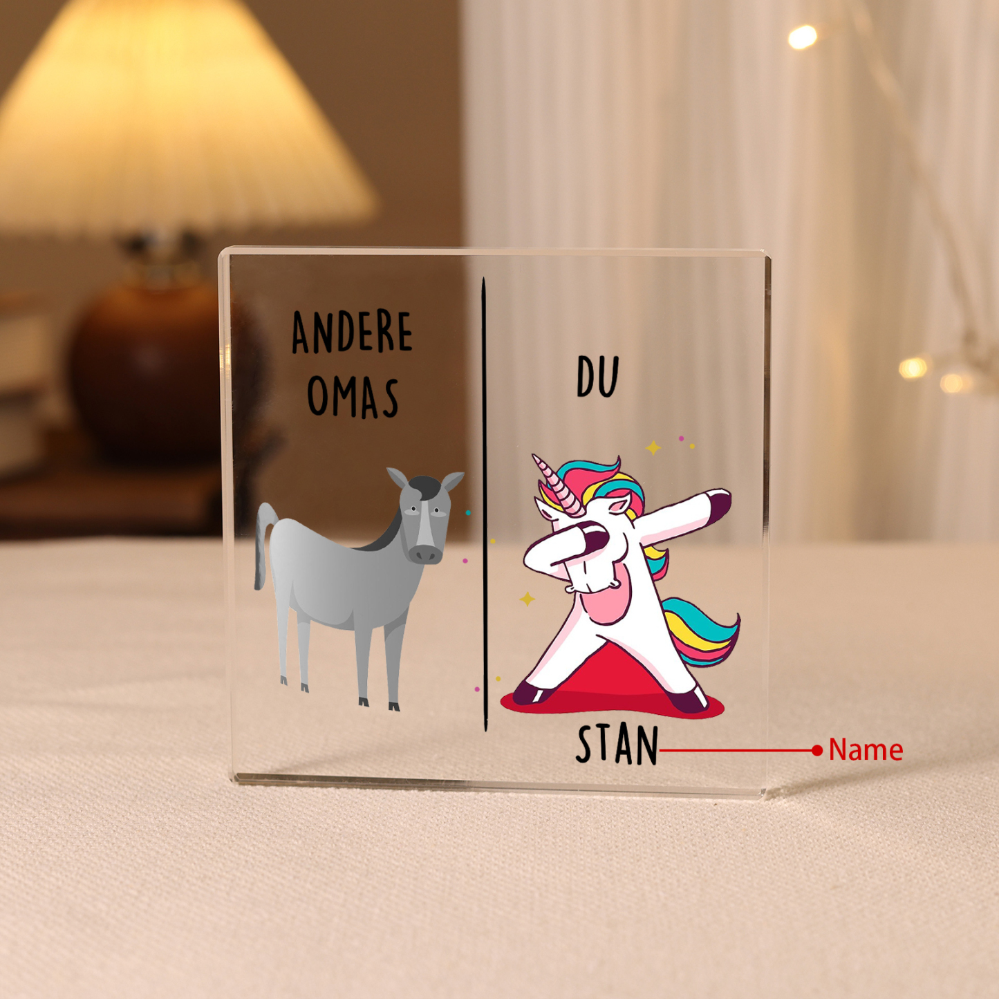 Quadrat Acryl-Deko Personalisierter 1 Name Schreibtischdekoration Geschenk für Großmutter