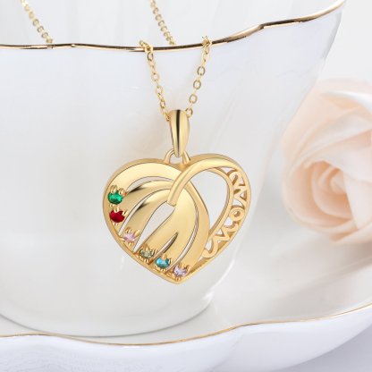 Personalisierte Halskette mit 6 Namen und 6 Simulierten Geburtssteinen