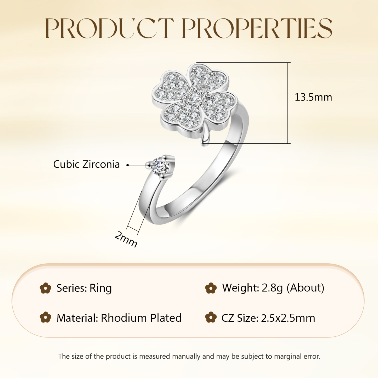 Kleeblatt Offener Ring- An Meine Tochter- Geschenk mit Nachrichtenkarte