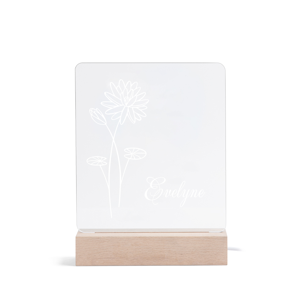 Personalisierter 1 Name & Geburtsblume Engel Acryl Nachtlicht-Geschenk zum Geburtstag