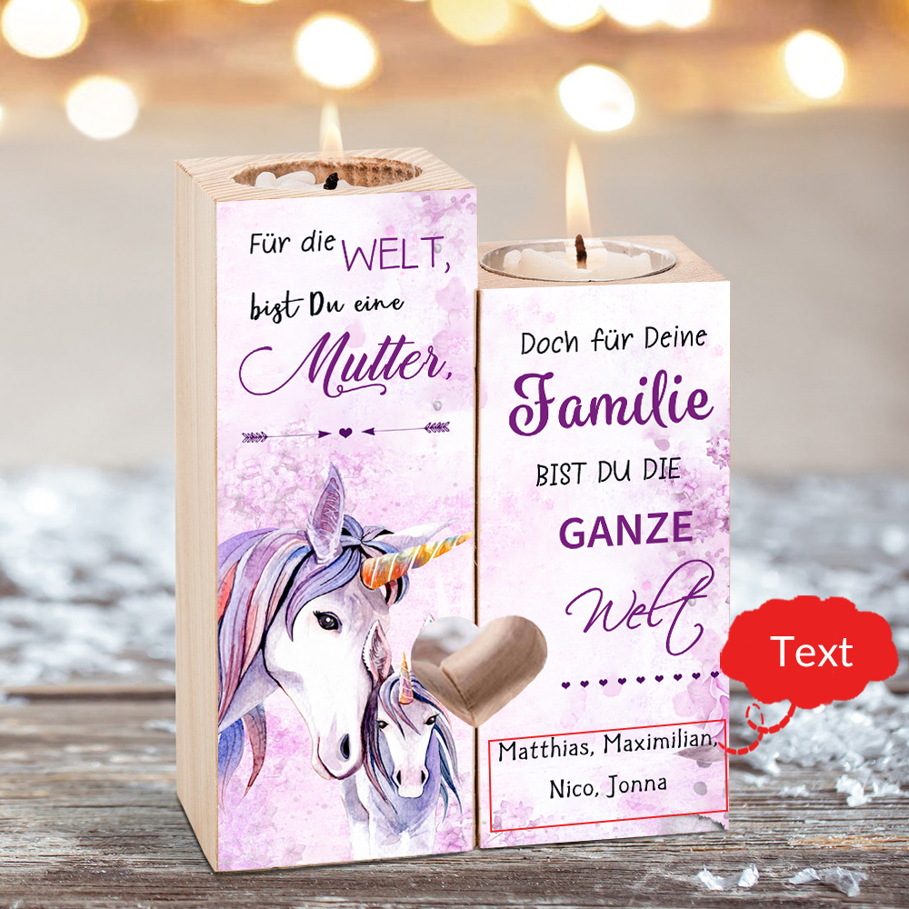 Personalisierter Text Löwe Einhorn Kerzenhalter-Für die Welt, bist Du Mutter, eine och für Deine Familie bist du die ganze Welt-Geschenk für Mutter