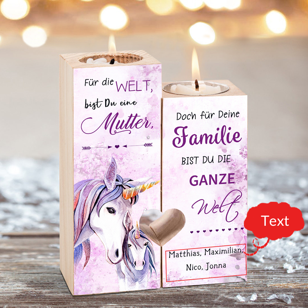 Personalisierter Text Löwe Einhorn Kerzenhalter-Für die Welt, bist Du Mutter, eine och für Deine Familie bist du die ganze Welt-Geschenk für Mutter