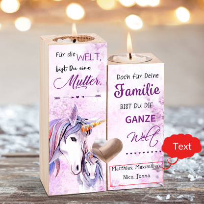 Personalisierter Text Löwe Einhorn Kerzenhalter-Für die Welt, bist Du Mutter, eine och für Deine Familie bist du die ganze Welt-Geschenk für Mutter
