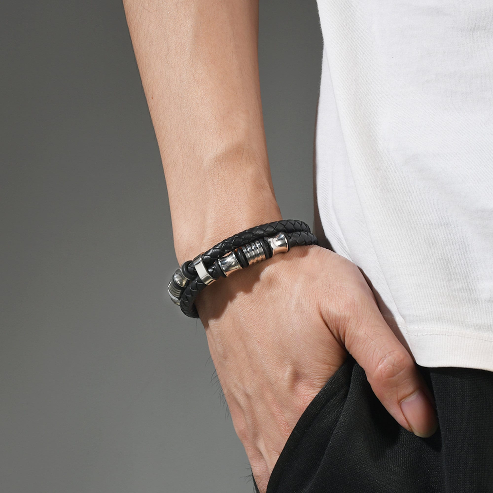 Leder Armband-An meinen Stiefsohn-Geschenk mit Nachrichtenkarte