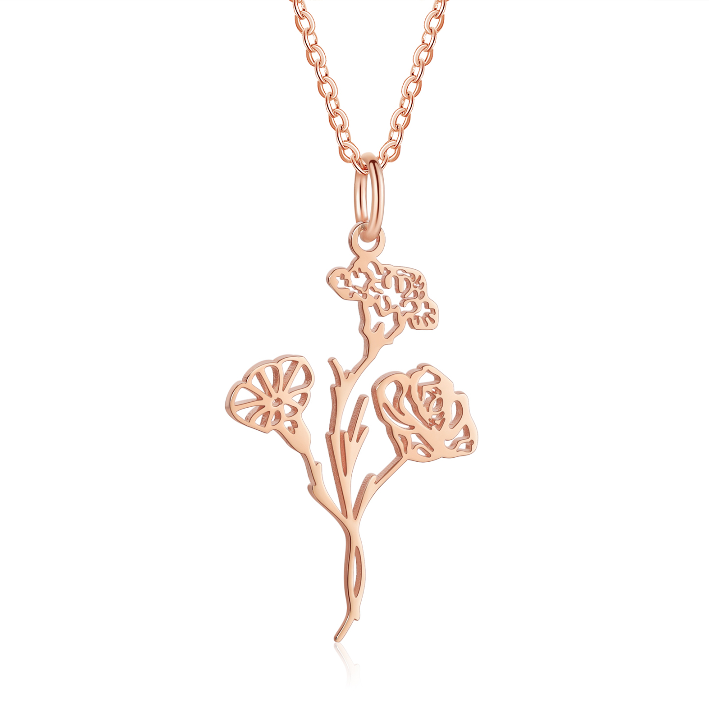 Personalisierte 1-4 Geburtsblumen Halskette - Geburtsblume Serie