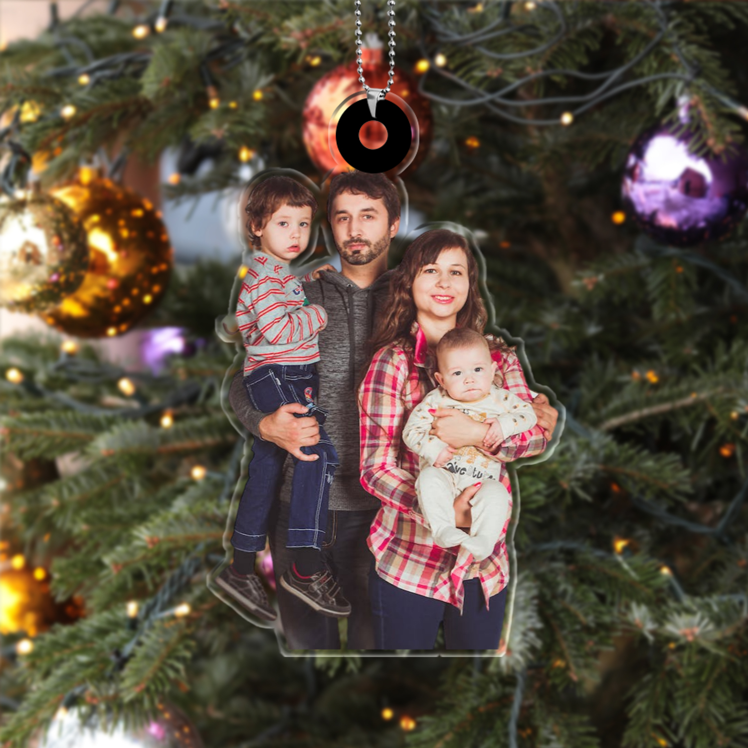 Acryl Weihnachtsornament-Personalisiertes Foto Familie Ornament/Schlüsselanhänger mit Schlüsselring