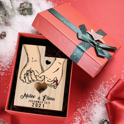 Paar Personalisierte Namen & Jahr Kerzenhalter - Hölzerne Kerzenständer Hochzeitstag Valentinstag Geschenke