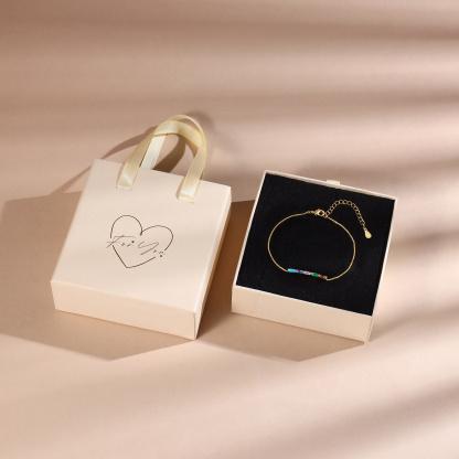 Personalisierbares Armband aus 925er Silber, altvergoldet, mit 2–6 individuellen Geburtssteinen