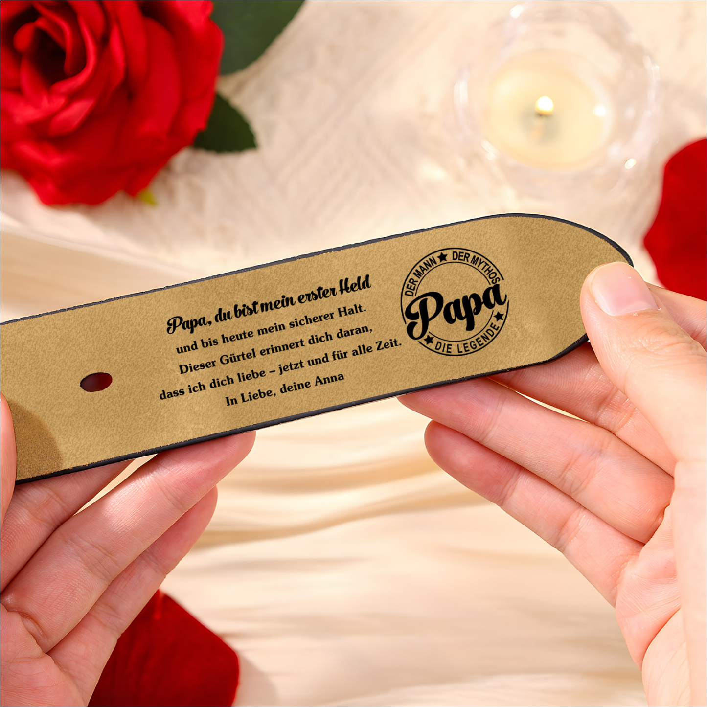 Personalisierter Ledergürtel mit Gravur Papa Herren Gürtel Geschenk für Papa zum Vatertag
