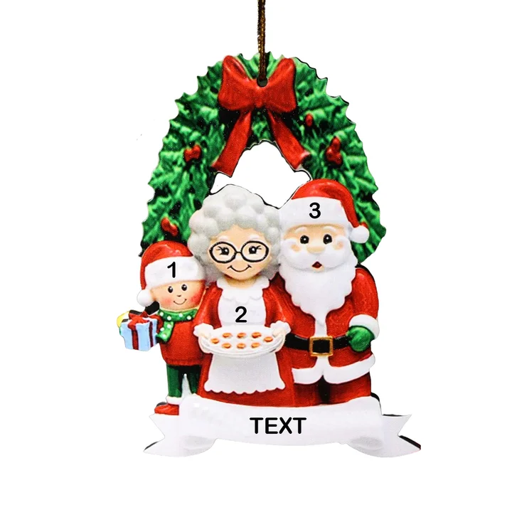 Holz Weihnachtsornament-Personalisierte Text 3 Namen von Großeltern mit Kindern Ornament