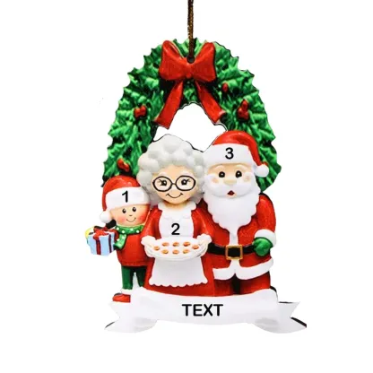 Holz Weihnachtsornament-Personalisierte Text 3 Namen von Großeltern mit Kindern Ornament