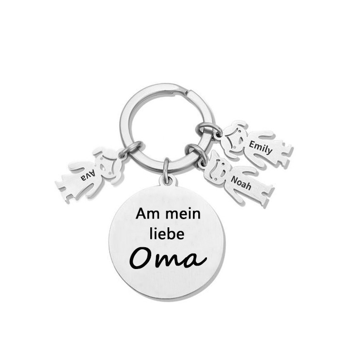 Gravur 3 Namen & Wunschtext Familie Schlüsselanhänger - Dieser Vater ( oder Mutter, Opa, Oma, usw. ) Gehört zu ...