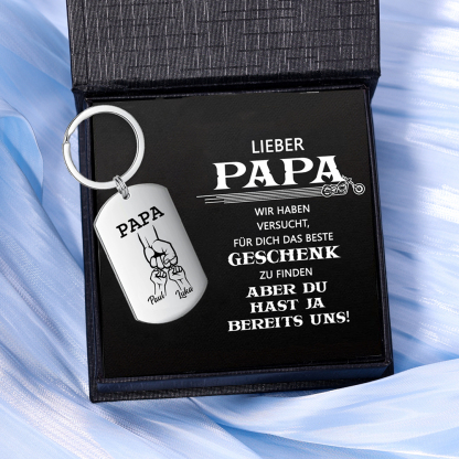 Kettenmachen Personalisierbarer 2 Namen Papa/Opa Faust Schlüsselanhänger-Lieber Papa/Opa du hast ja bereits uns-Geschenk für Vater Vatertag 15.99