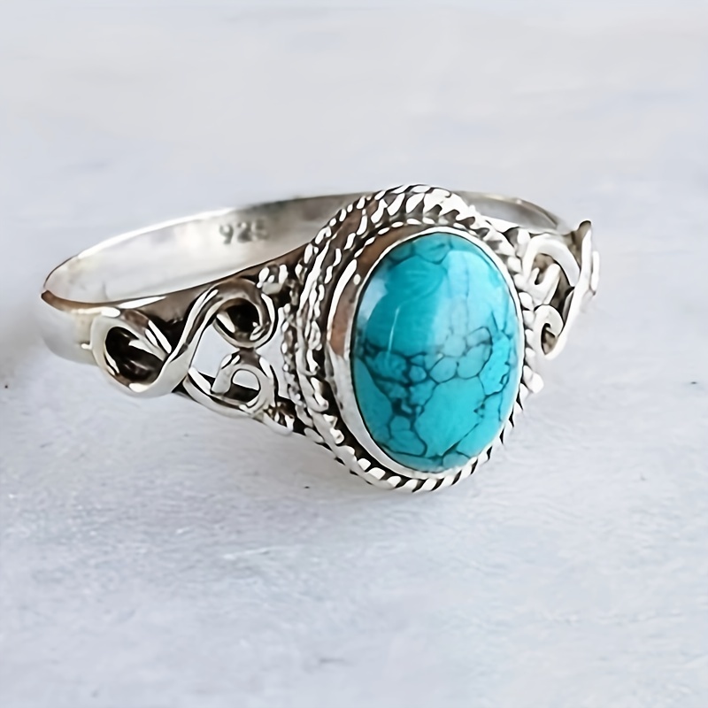 Retro Oval Türkis Ring