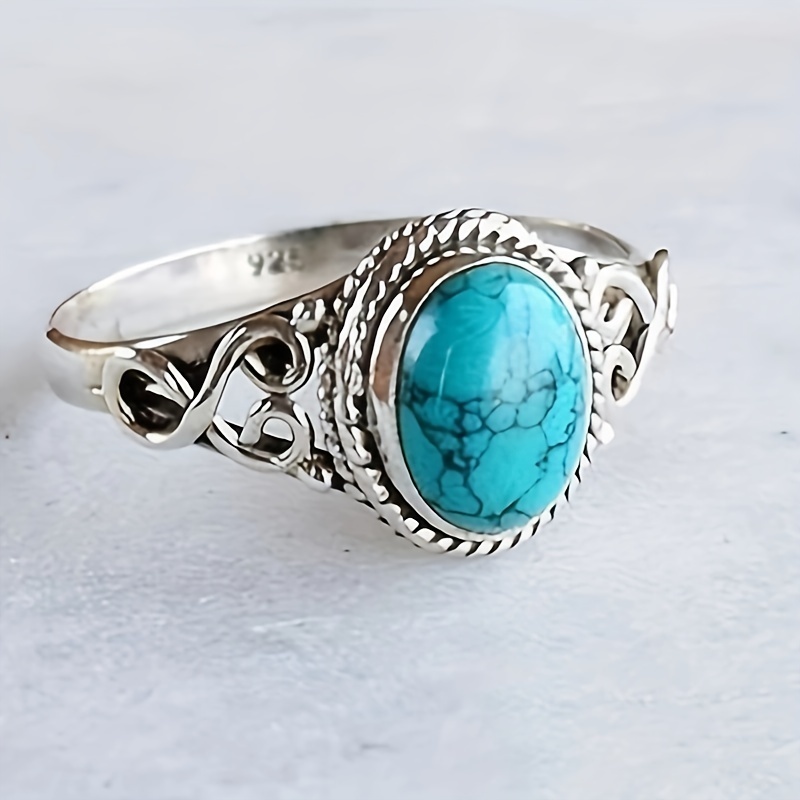 Retro Oval Türkis Ring