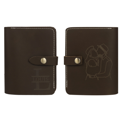 Personalisiertes Foto & Name & Buchstabe Strichzeichnung Leder Geldbörse