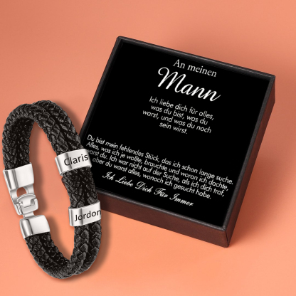 Lederarmband Herren Mit Magnetverschluss | Aus Echtem Kalbsleder & Edelstahl | In Verschiedenen Größen (18,5 cm‑22 cm) | Inkl. Geschenkkarte & Schmuckschatulle