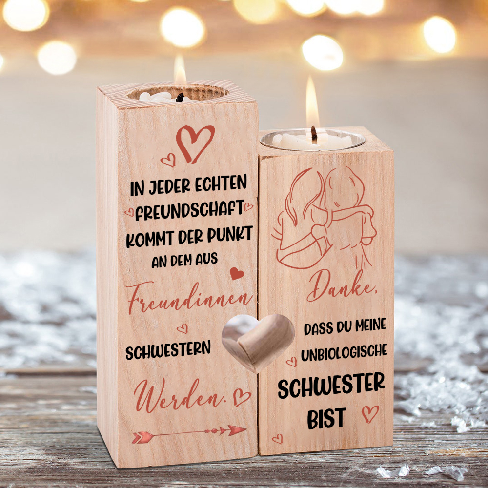 Quaderform Kerzenhalter-Danke, dass du meine unbiologische Schwester bist- Kerzenständer Geschenk für beste Freundin