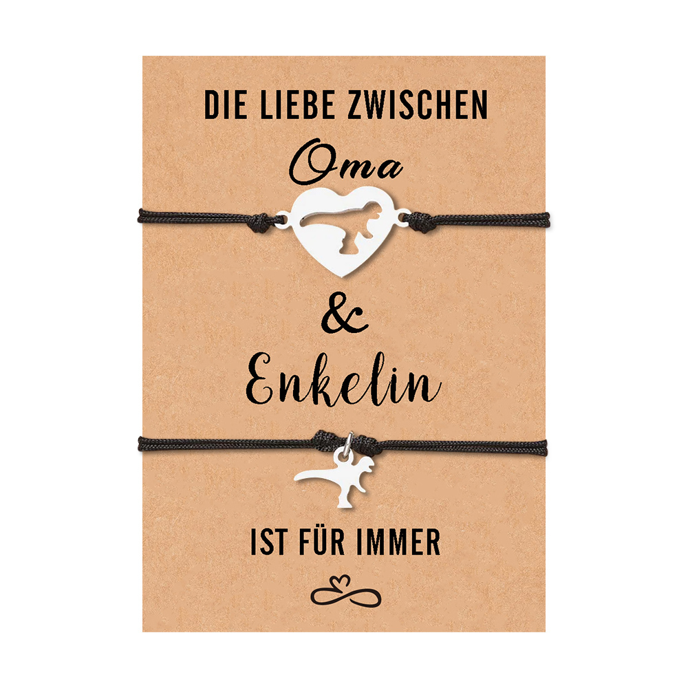 Dinos Armbänder Set-Die Liebe zwischen Oma & Enkelin ist für immer-Geschenk mit Nachrichtenkarte