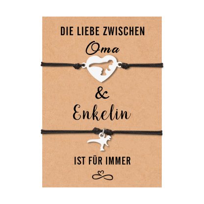 Dinos Armbänder Set-Die Liebe zwischen Oma & Enkelin ist für immer-Geschenk mit Nachrichtenkarte