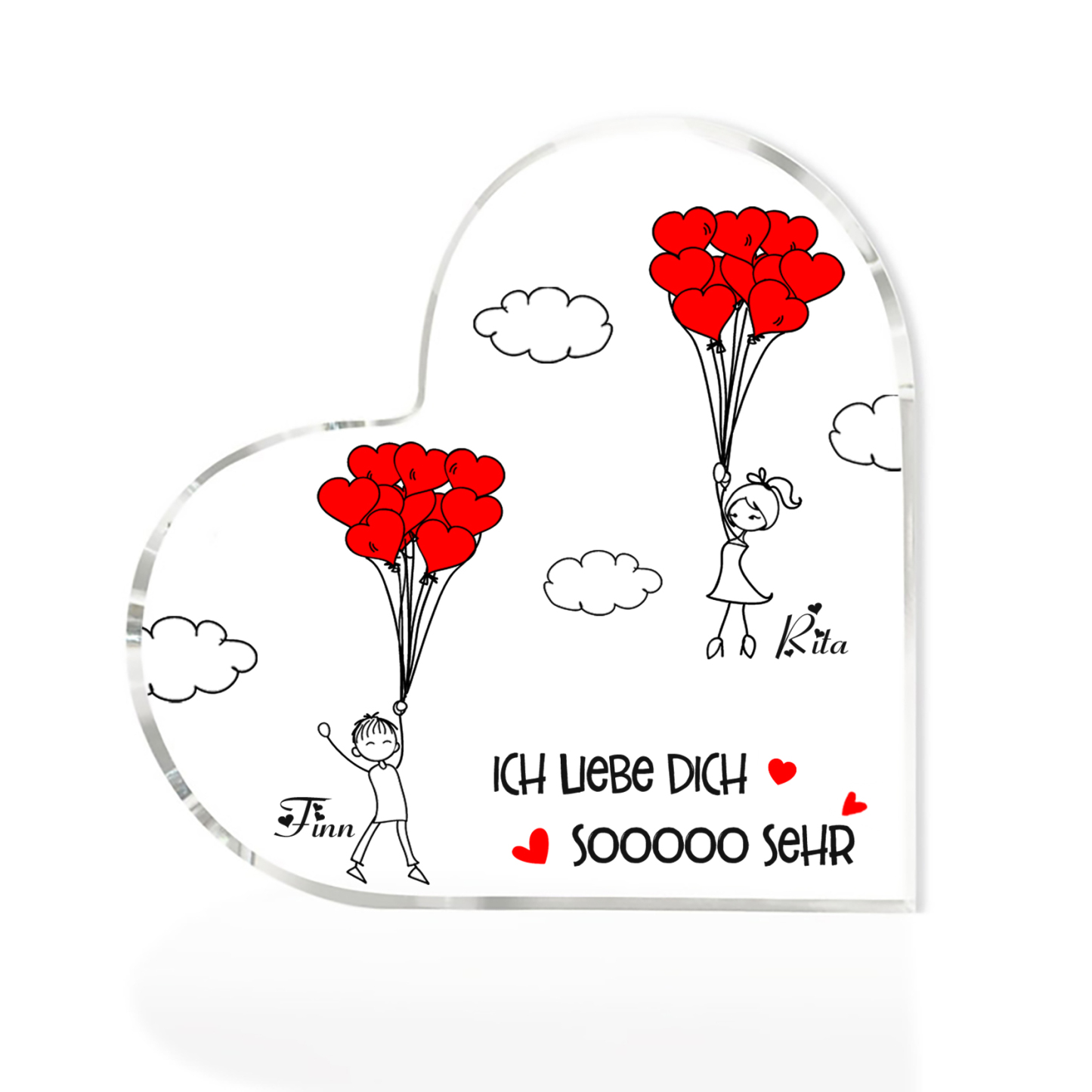 Personalisierte 2 Namen Acryl-Deko-Ich liebe dich sooooo sehr-Schreibtischdekoration für Paar