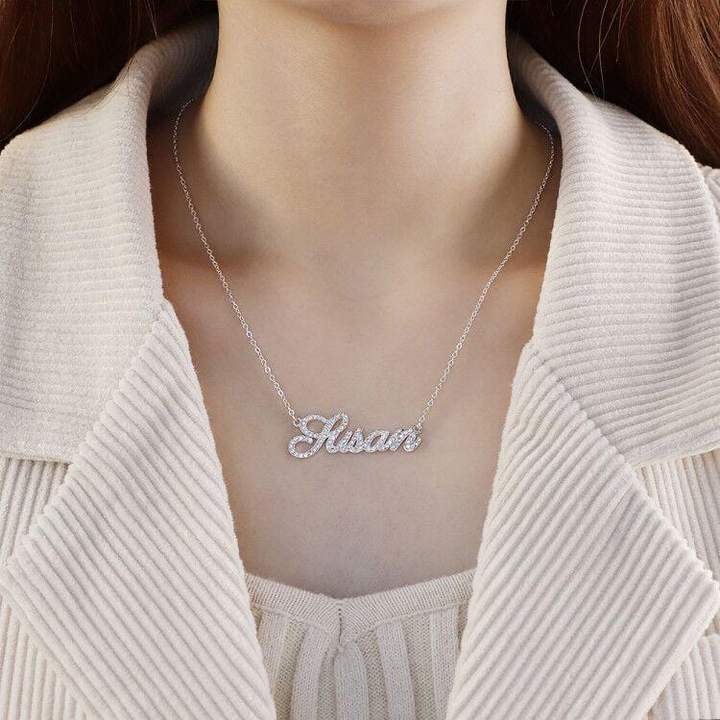 Muttertagsgeschenk personalisierte glänzende Diamant-Namenshalskette