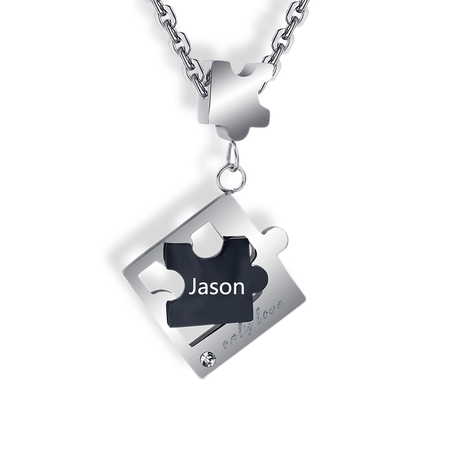 Personalisierte 2 Namen Puzzle "only Love" Halsketten Set