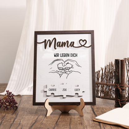 Holz Deko-Personalisierbare 3 Namen Ornament Mama Wir lieben dich Holzdekoration für Mutter