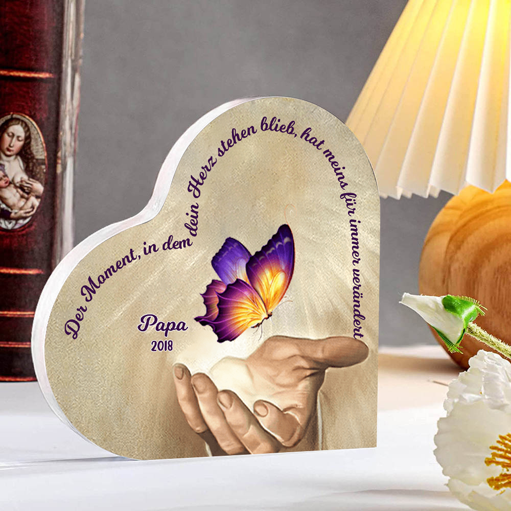 Personalisierte 1 Name & Jahr Lila Schmetterling Acryl-Deko-Trauer Schreibtischdekoration