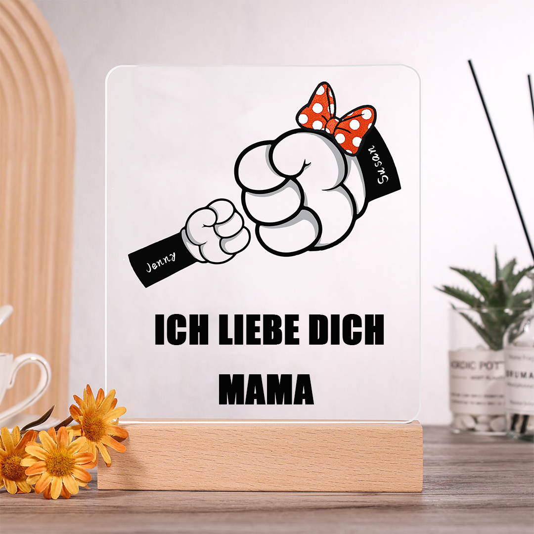Personalisierte 2 Namen & Text Familie Faust Nachtlicht Geschenk für Großmutter/Mutter zum Muttertag
