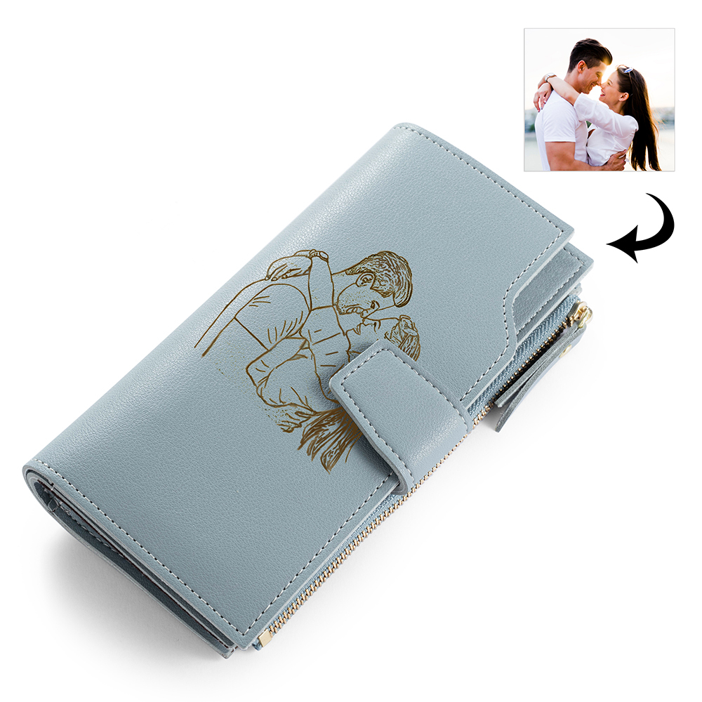 Frauen Lang Personalisierte Foto Geldbörse Gravierte Brieftasche