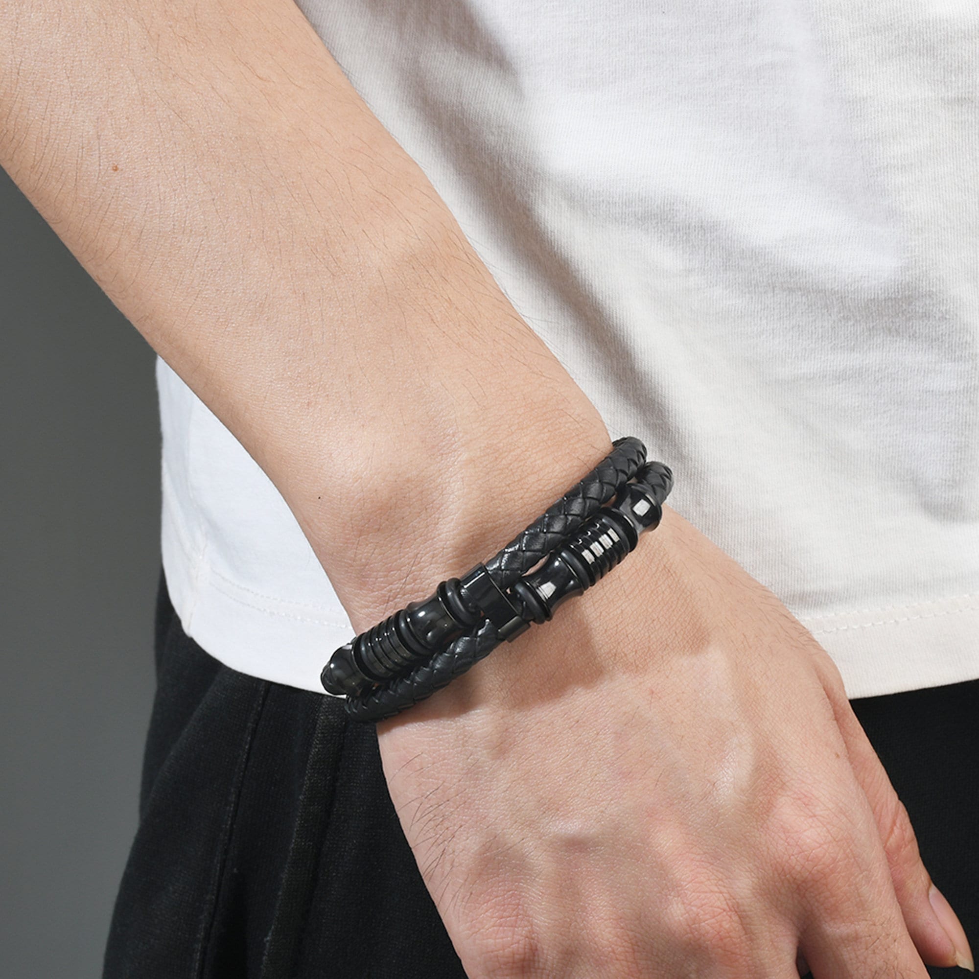 Leder Armband-An meinen Stiefsohn-Geschenk mit Nachrichtenkarte