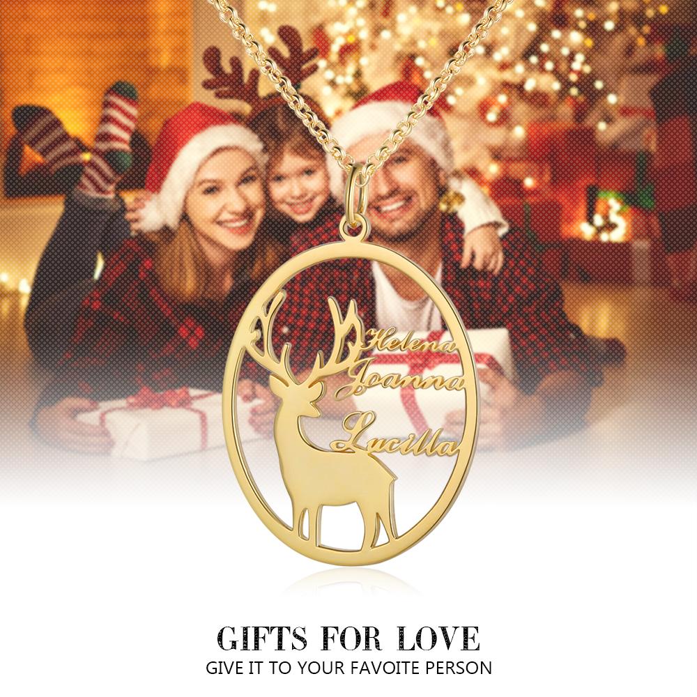 Elch Halskette mit 3 Namensgravuren