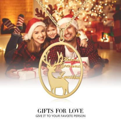 Elch Halskette mit 3 Namensgravuren