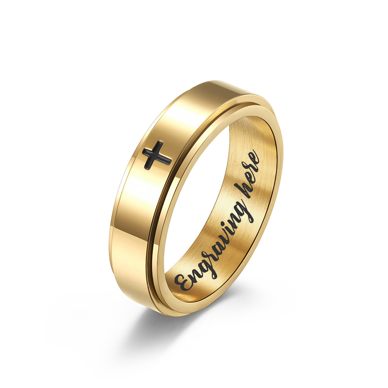Personalisierter Text Stressabbau Drehbar Kreuz Ring