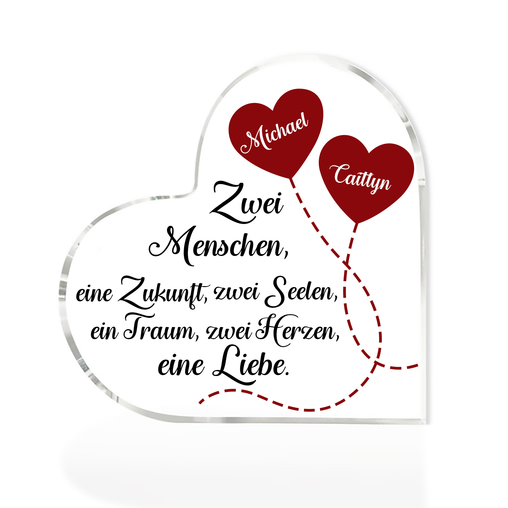 Personalisierte 2 Namen Acryl-Deko-Zwei Herzen, eine Liebe-Schreibtischdekoration für Paar