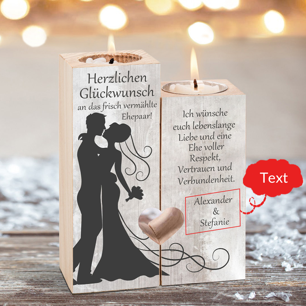Personalisierter Text Kerzenhalter-Herzlichen Glückwunsch an das frisch vermählte Ehepaar-Geschenk für Paare zum Hochzeitstag-Hochzeitsgeschenk